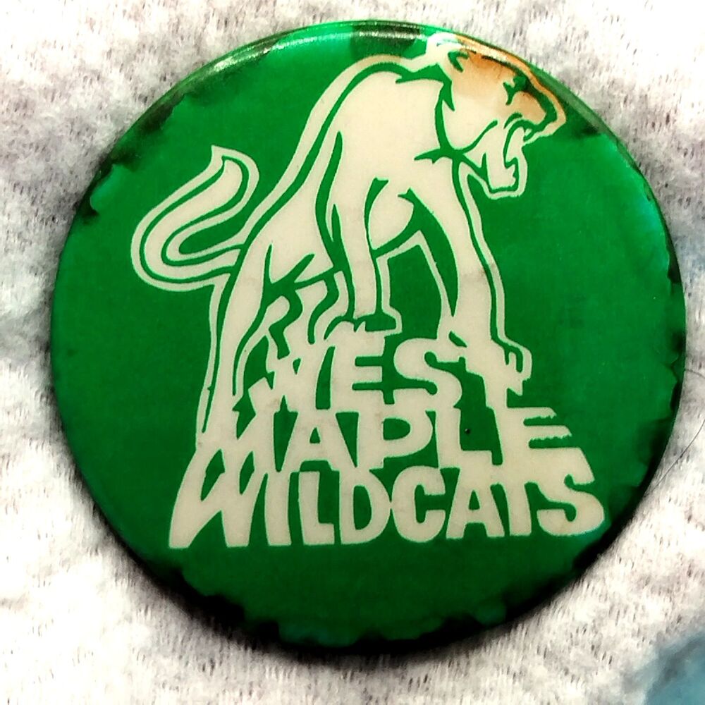 West Maple Wildcats Vintage Pin Button Pinback